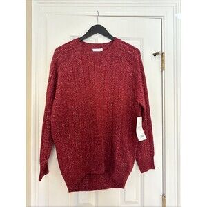 Athleta Crossroads Crew Neck Sweater Red Metallic Women’s Size Medium Holliday